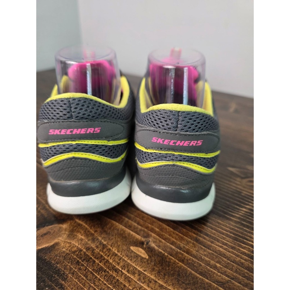 Skechers Flex Women's Sneakers Size 10 Gray Pink White Slip On Running Shoes - Picture 9 of 15